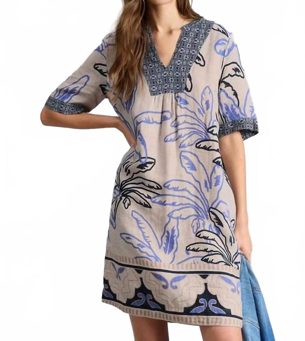 NEW WHITE STUFF ash linen mini dress in ivory multi